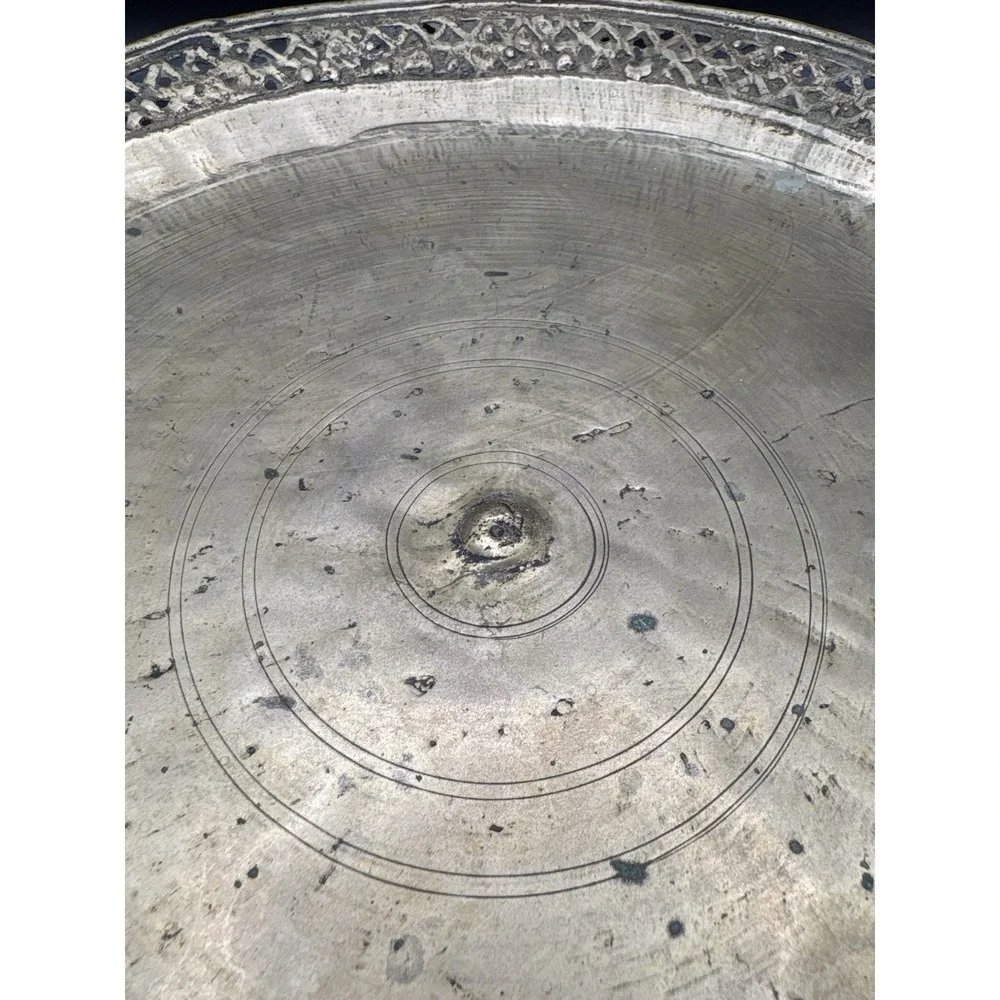 Antique Hand-Hammered Heavy Brass Tray 14